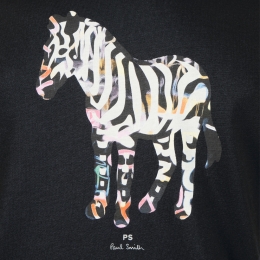 ◆당일◆25FW 라지 지브라 로고 레귤러핏 티셔츠 블랙 M2R 011R TP5410 79