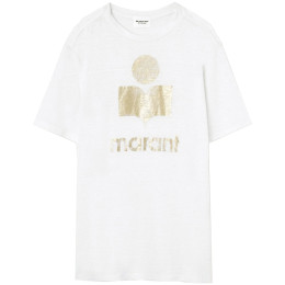 ◆당일◆25SS 쥬얼 ZEWEL 로고 린넨 티셔츠 화이트/라이트골드 TS0001FB A1N10E WHLG