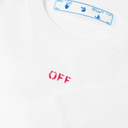 ◆15주년◆백 애로우 스프레이 프린팅 티셔츠 화이트/레드 OMAB001E20JER004 0125