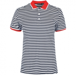 ◆당일◆23SS 스트라이프 슬핌핏 폴로 티셔츠 화이트/다크네이비 G4MS23K003 SNO