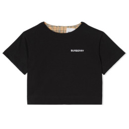 ◆키즈◆22FW 여성 체크 판넬 티셔츠 블랙/아카이브베이지 8051779
