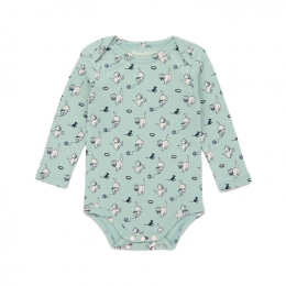 ◆키즈◆키즈 캣마우스 패턴 롱슬리브 랩 온지 바디슈트 세이지그린 B3132W25 0A5