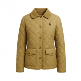 ◆당일◆26SS 포니 자수 로고 다이아몬드 퀄팅 자켓 카키베이지 211965336 004