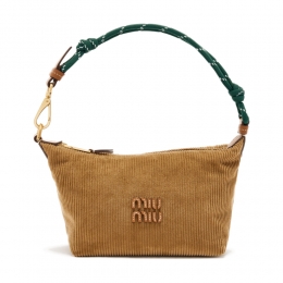 26SS 로고 자수 코듀로이 파우치 숄더백 시나몬/그린 5NE841 2IG4 F05AJ