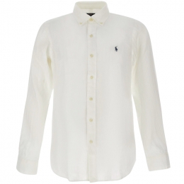 ◆당일◆25SS 포니 자수 커스텀핏 린넨 셔츠 화이트 710966294 003