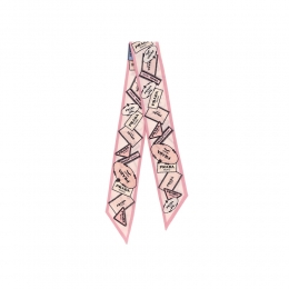 26SS 로고 실크 트윌 스키니 스카프 핑크 1FF008 2DGY F0DLD