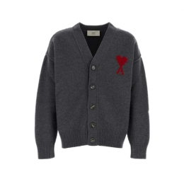 ◆당일◆26SS 하트 로고 울 가디건 다크그레이/레드 UKC367 018 084