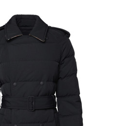 ◆당일◆24FW 로고 패치 더블 브레스트 벨티드 롱 패딩자켓 블랙 8096909