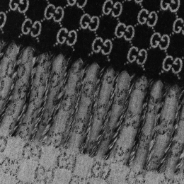 ◆당일◆26SS GG 자카드 투톤 울 머플러 블랙/그레이 852038 4GAKX 1063