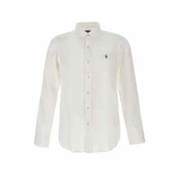 26SS 포니 자수 커스텀핏 린넨 셔츠 화이트 710966294 003