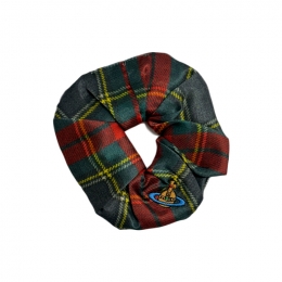 ◆당일◆26SS ORB 자수 로고 타탄 프린티드 스크런치 스몰 멀티컬러 81020021 W01BF M411