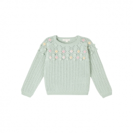 ◆키즈◆키즈 바키타 플로럴 니트 세이지 25F_J0133 ALMON