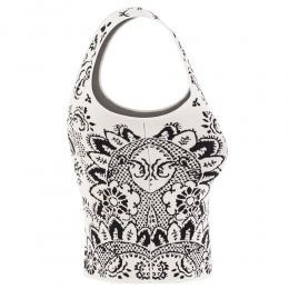 ◆당일◆25SS PILADE 필라데 올오버 패턴 탑 나시 아이보리/블랙 2515361022 016