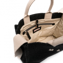 ◆당일◆25SS 로고 자수 라피아 스몰 토트&숄더백 블랙 SHMP0077U0 P3860 Z1Q44