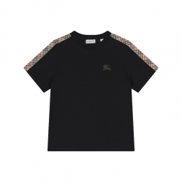 ◆키즈◆키즈 체크 시더 반팔 티셔츠 블랙 8108033