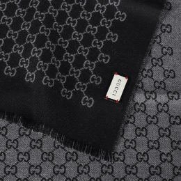 ◆당일◆26SS GG 자카드 투톤 울 머플러 블랙/그레이 391246 4G200 1160