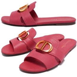 ◆당일◆25SS 여성 30 몽테뉴 금장 로고 슬리퍼 뮬 인디로즈 KCQ266VEA 64P