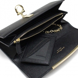 ◆당일◆25FW 간치니 클래스프 장지갑 블랙 22-D150 0683312