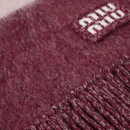 ◆당일◆25FW 로고 패치 스트라이프 모헤어 머플러 아마란스/피치 5FS094 2CVE F04BG