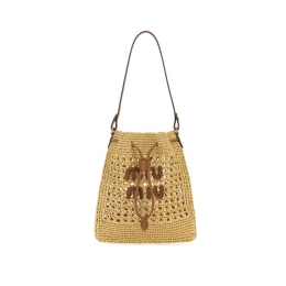 ◆당일◆25FW 로고 라피아 미니 우븐 버킷백 네추럴 5ND016 2DO1 F0A5T