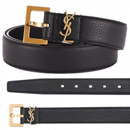 ◆당일◆25FW 시그니처 금장 로고 그레인 벨트 블랙 634440 DTI0W 1000