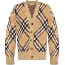 ◆당일◆25FW 빈티지 체크 울 브이넥 가디건 샌드 8093491