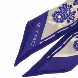 ◆당일◆25FW 플로럴 실크 페이즐리나 스카프 엘렉트릭블루 WATA0016AK882 X0883