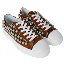 ◆12주년◆원형 스터드 벨로아 스니커즈 브라운 GXD021SF00CRO1B596