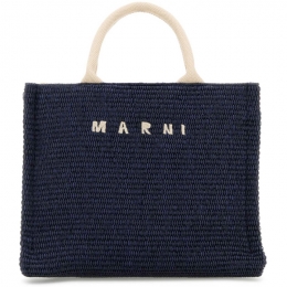 ◆당일◆25SS 로고 자수 라피아 스몰 토트&숄더백 울트라마린 SHMP0077U0 P3860 00B90