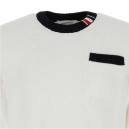 ◆당일◆24FW 삼선 스트라이프 포켓 니트 화이트 MKA456A Y3017 100