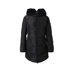 ◆당일◆25FW 삼각로고 후드 퍼 패딩자켓 블랙 29E117 106O F0002