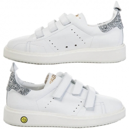◆12주년◆키즈 스매쉬 벨크로 스니커즈 화이트/실버글리터탭 G30KS340 A4