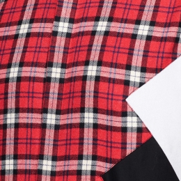 ◆14주년◆트라이앵글 패치 체크 셔츠 레드 BCM622CV B149C 1192