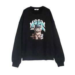 ◆키즈◆25FW 키즈 캣 로고 맨투맨 블랙 F5MSJGSW125 110