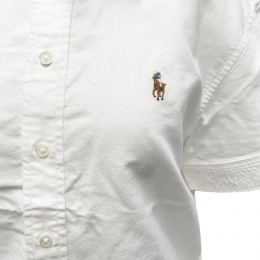 ◆당일◆25FW 여성 포니 자수 숏슬리브 크롭 셔츠 화이트 211971516 001