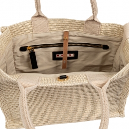 ◆당일◆25SS 로고 자수 라피아 스몰 토트&숄더백 화이트 SHMP0077U0 P3860 00W11