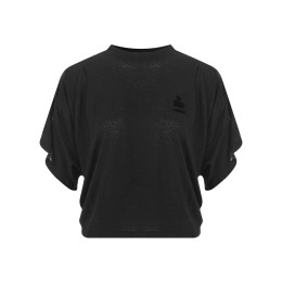 26SS KYANZAE 로고 린넨 티셔츠 블랙 TS0313FA A1N09E 01BK