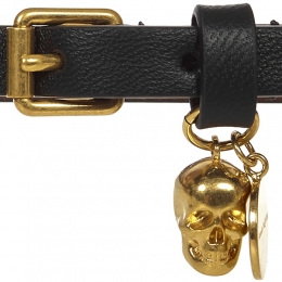 ◆15주년◆금장 스컬 더블 스트랩 브레이슬릿 블랙 630990 ASD0O 1000