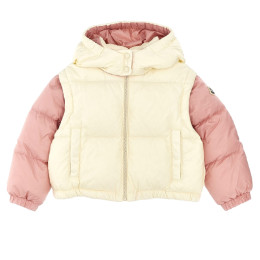 ◆키즈◆23FW 여성 VANYA 로고 패치 후드 패딩자켓 아이보리/핑크 1A000 04 595FE 038