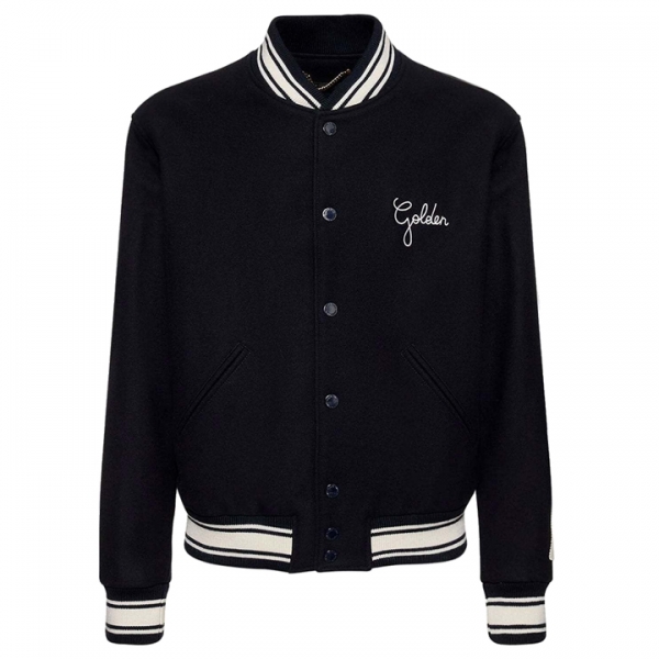 ◆당일◆23FW 레터링 자수 울 봄버 자켓 다크블루 GMP00832 P000618 50486