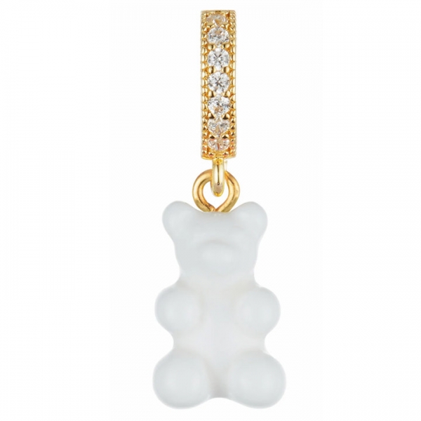 ◆당일◆22FW 노스탤지어 베어 큐빅 펜던트 화이트 NOSTALGIABEAR PAVE POWDER