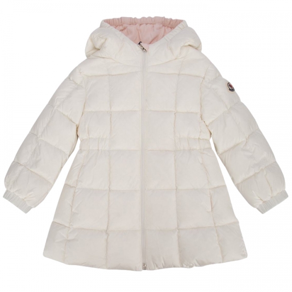 ◆키즈◆23FW 키즈 ANYA 로고 패치 롱 후드 패딩 자켓 아이보리 1C000 04 595FE 034