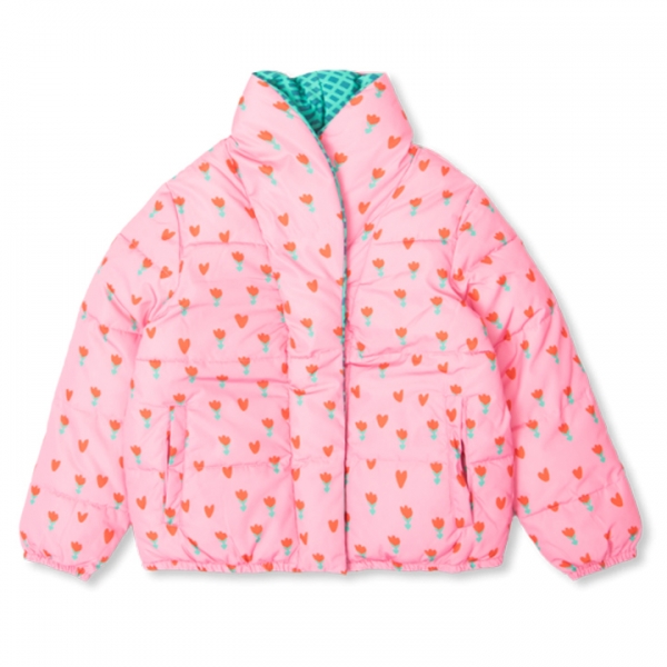 ◆키즈◆23FW 키즈 플라워 체크 리버서블 패딩 자켓 TT2B67 Z1273 547MC