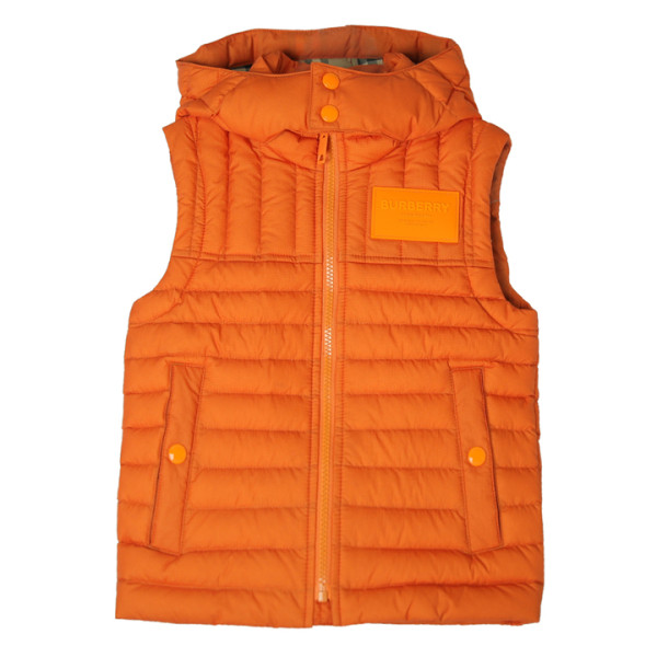 ◆키즈◆22FW 키즈 로고 패치 후드 패딩 조끼 오렌지 8053710