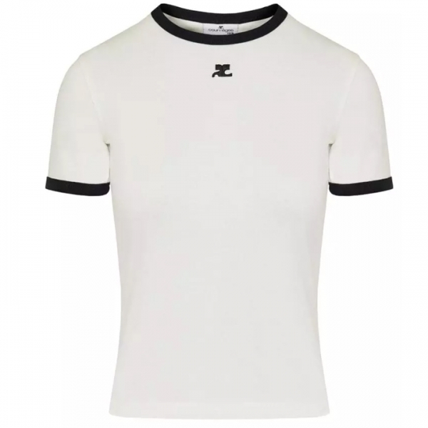 ◆당일◆24SS 로고 자수 콘트라스트 티셔츠 화이트 PERJTS017JS0070 0098