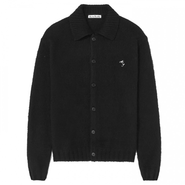 ◆당일◆23FW 로고 자수 울 카라 가디건 블랙 B60294 900