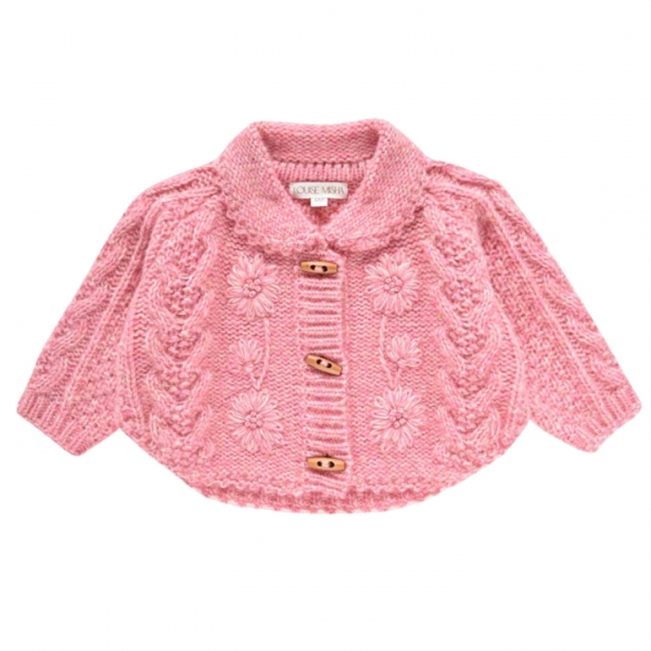 ◆키즈◆23FW 키즈 KHELLA 폼폼 니트 가디건 케이프 핑크 C0101 PINK