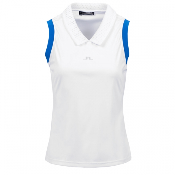 ◆13주년◆YURI 실버 로고 배색 슬리브리스 화이트 GWJT05515 0000