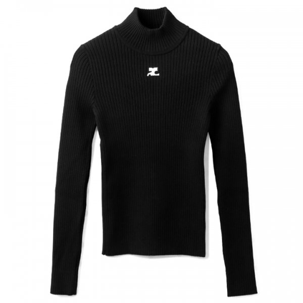 ◆당일◆24SS 로고 자수 리에디션 하이넥 니트탑 블랙 PERMPU022FI0001 9999