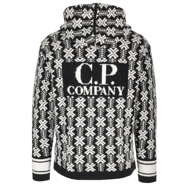 ◆당일◆23FW 백 로고 자카드 후드 니트 블랙 15CMKN345A 006633J V02